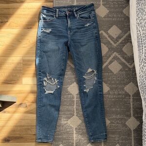 American Eagle Outfitters Women's Ripped Blue Skinny Jeans